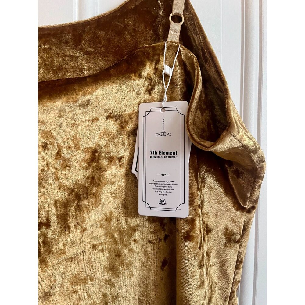 NWT 7th element gold velvet tank camisole adjustable straps 1X/XL - Picture 3 of 7
